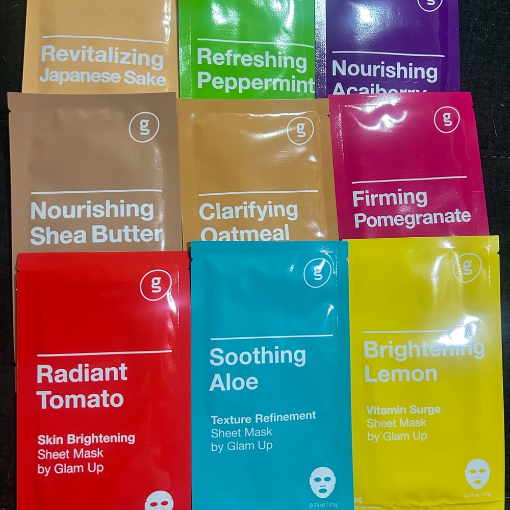 Glam Up 9 ct Skincare sheet Mask Collection - Vibrant Variety Assortment Bundle
